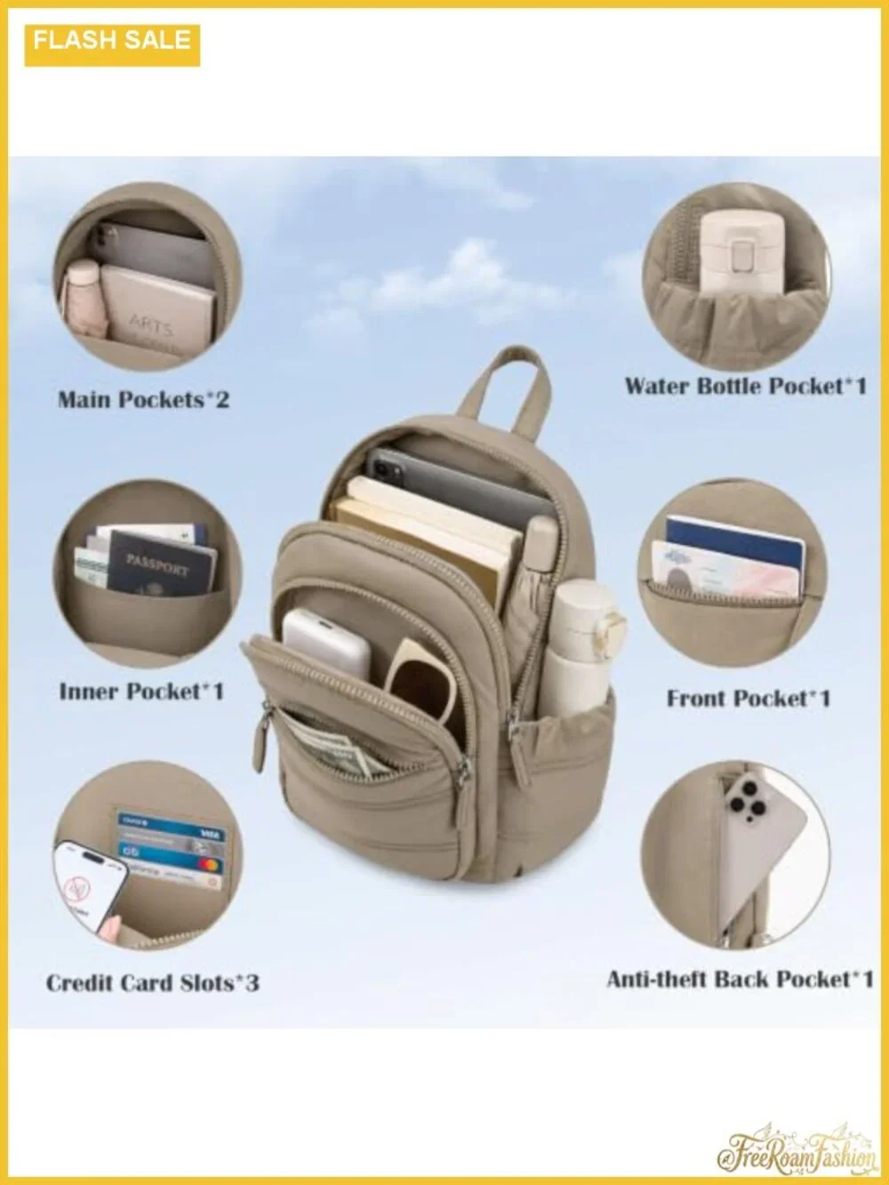 Puffer Sling Bag for Women - Convertible Mini Backpack, RFID Blocking, Nylon